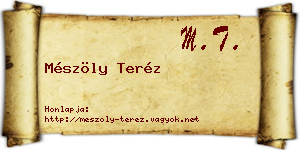 Mészöly Teréz névjegykártya
